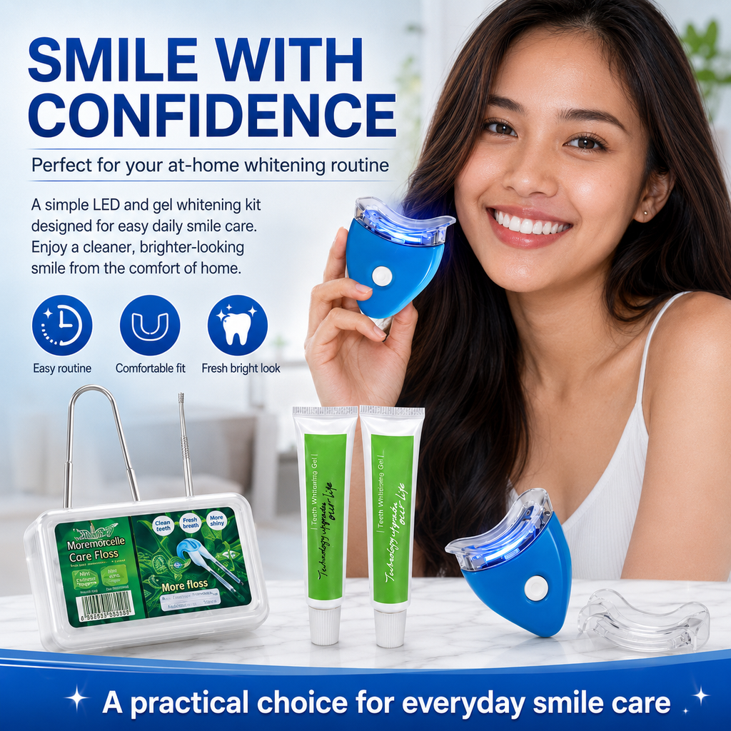 LED Teeth Whitening Kit – At-Home Blue Light Whitening System with Gel & Mouth Tray